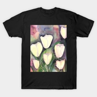 White Tulips at Night T-Shirt